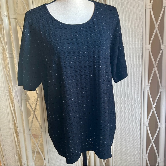 Jones New York Black Beaded Knit Sweater Vintage Pullover Plus size 3X - Picture 3 of 14